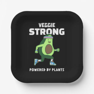 Veggie Strong, angetrieben von Pflanzen Pappteller