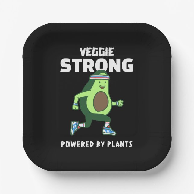 Veggie Strong, Powered by Pflanze Pappteller (Vorderseite)