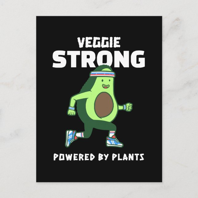 Veggie Strong, Powered by Pflanze Postkarte (Vorderseite)