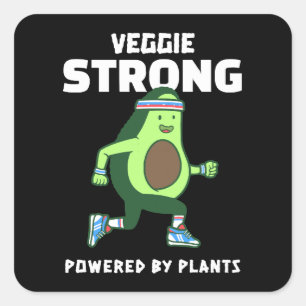 Veggie Strong, Powered by Pflanze Quadratischer Aufkleber