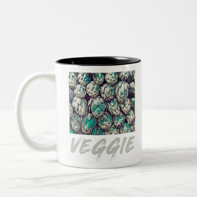 Veggie Vintag Vegetarian Gift Zweifarbige Tasse (Links)