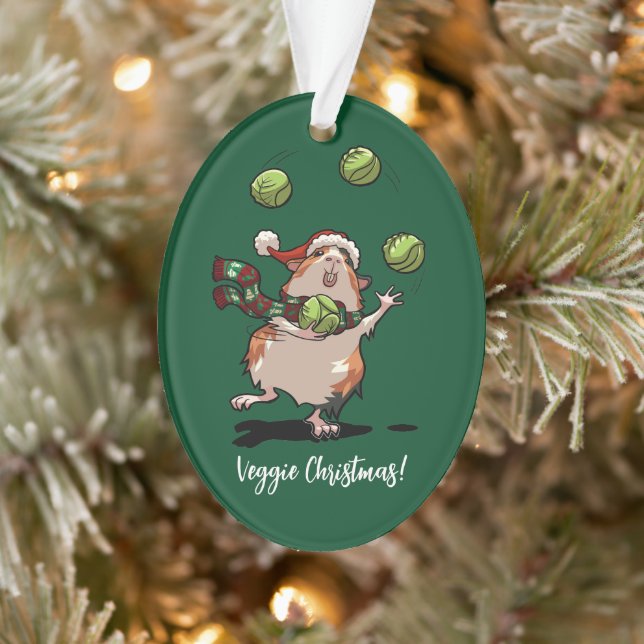Veggie Weihnachten! Guinea Pig Juggling Sprouts Ornament (Baum)