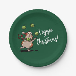 Veggie Weihnachten! Guinea Pig Juggling Sprouts Pappteller