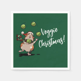 Veggie Weihnachten! Guinea Pig Juggling Sprouts Serviette