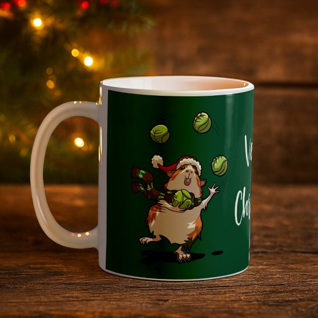 Veggie Weihnachten! Xmas Guinea Pig Juggling Sprou Kaffeetasse (Von Creator hochgeladen)