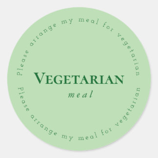 Vegitarian meal Request Sticker, Green Runder Aufkleber