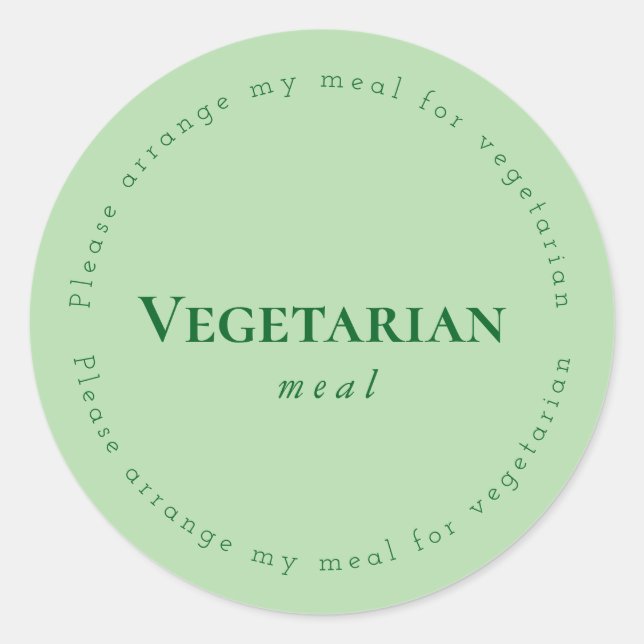 Vegitarian meal Request Sticker, Green Runder Aufkleber (Vorderseite)