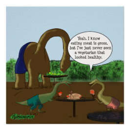 Vegitarian vs Carnivore Dinosaurier Cartoon Poster