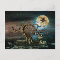 Vegvisier Tree Moon Landschaft