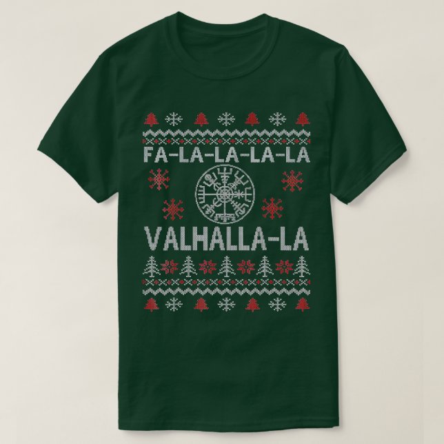 Vegvisir Compas Valhalla Ugly Christmas Viking T-Shirt (Design vorne)