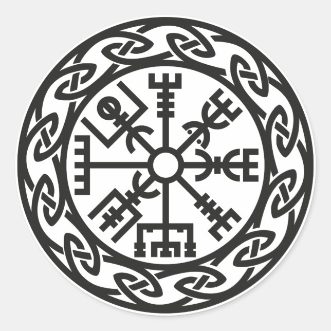 Vegvísir, Island, Reisescharm, Schutz Runder Aufkleber (Vorderseite)