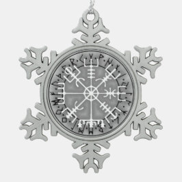Vegvísir Isländisch Magischer Amuletstave Schneeflocken Zinn-Ornament