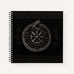 Vegvisir mit Ouroboros und Runen Notizbuch