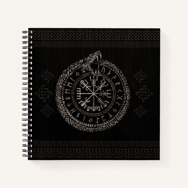 Vegvisir mit Ouroboros und Runen Notizbuch (Vorderseite)