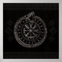 Vegvisir mit Ouroboros und Runen