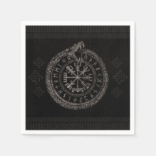Vegvisir mit Ouroboros und Runen Serviette