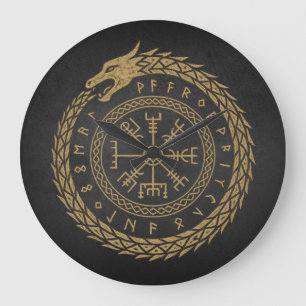 Vegvisir Nordische Schlange Runenkreis Design Große Wanduhr
