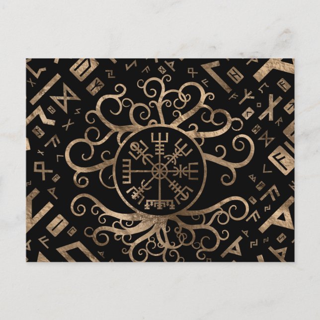 Vegvisir Tree of life Yggdrasil and Runes Postkarte (Vorderseite)