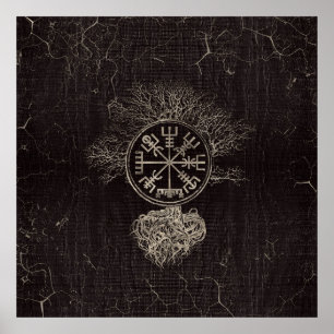 Vegvisir und Baum des Lebens - Yggdrasil Poster