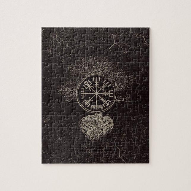 Vegvisir und Baum des Lebens - Yggdrasil Puzzle (Vertikal)