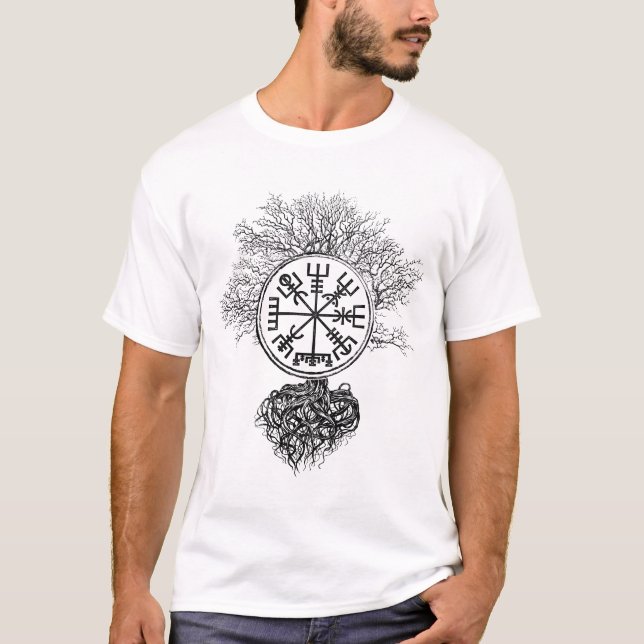 Vegvisir und Baum des Lebens - Yggdrasil T-Shirt (Vorderseite)