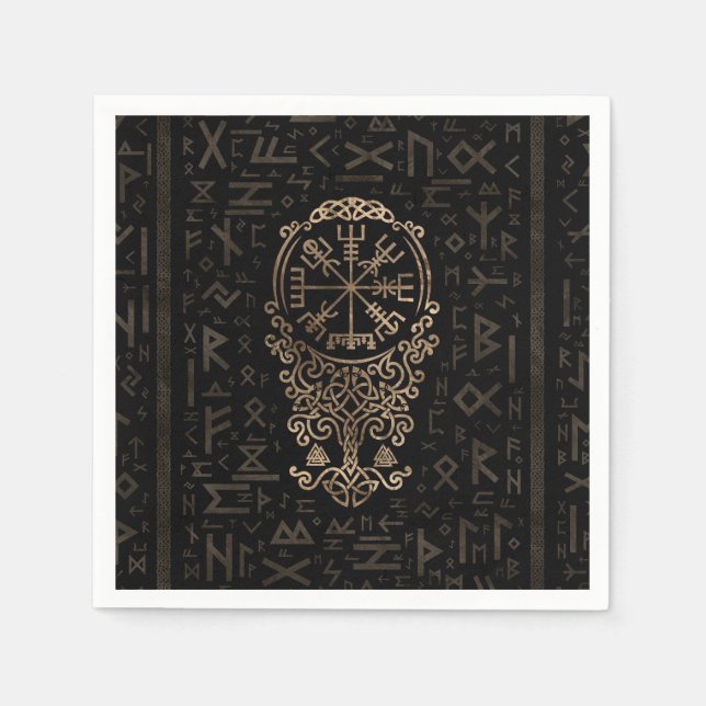Vegvisir - Viking Compass on Futhark pattern Serviette (Vorderseite)