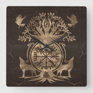 Vegvisir - Viking Compass Ornament Quadratische Wanduhr