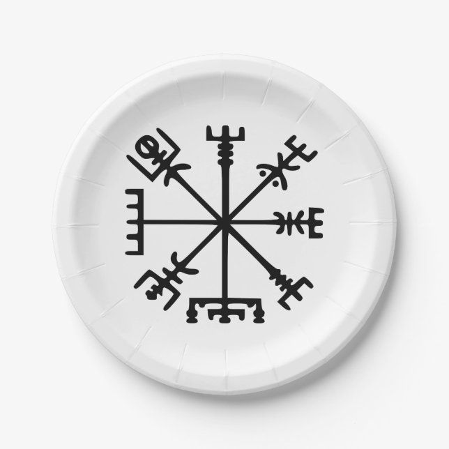 Vegvísir (Viking Compass) Pappteller (Vorderseite)