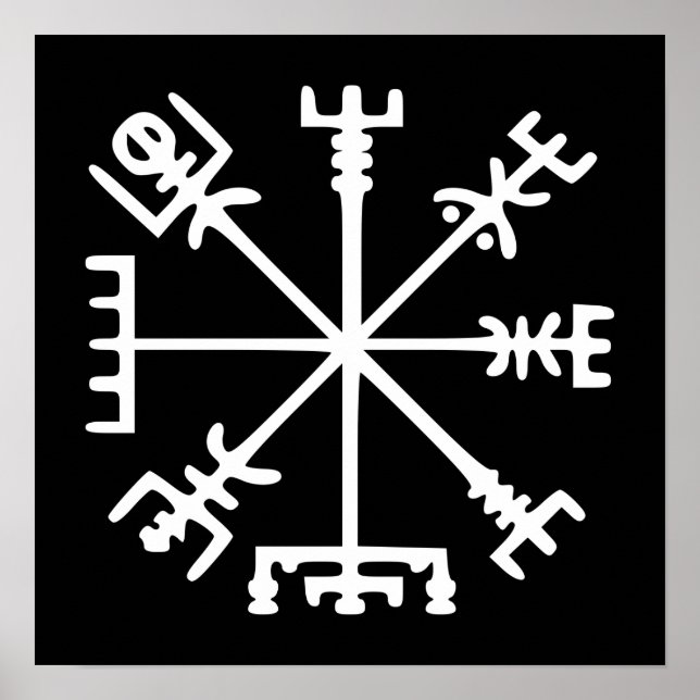 Vegvísir (Viking Compass) Poster (Vorne)