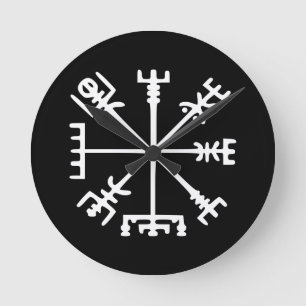 Vegvísir (Viking Compass) Runde Wanduhr