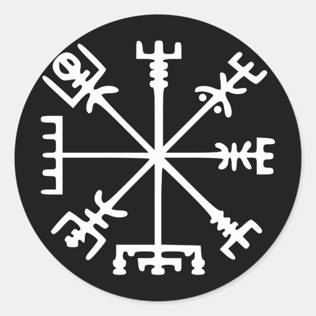 Vegvísir (Viking Compass) Runder Aufkleber (Vorderseite)
