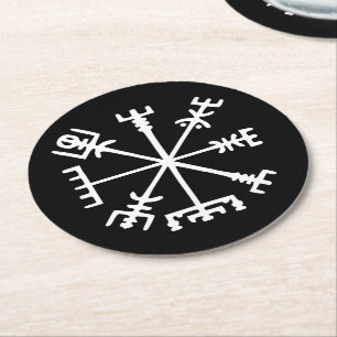 Vegvísir (Viking Compass) Runder Pappuntersetzer