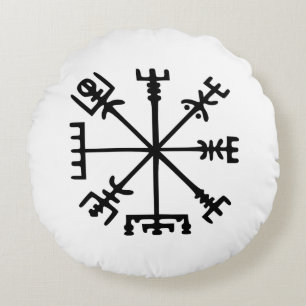 Vegvísir (Viking Compass) Rundes Kissen