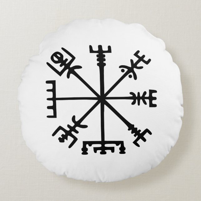 Vegvísir (Viking Compass) Rundes Kissen (Vorderseite)