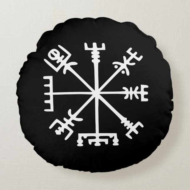 Vegvísir (Viking Compass) Rundes Kissen (Vorderseite)