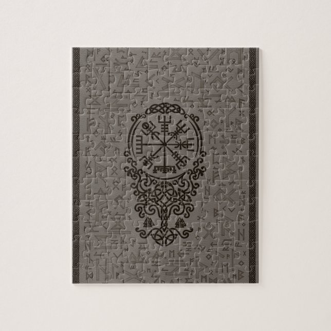Vegvisir - Viking-Kompass auf Futhark Muster Puzzle (Vertikal)