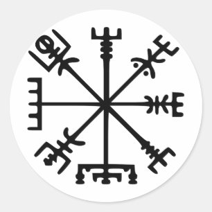 Vegvísir (Viking-Kompass) Runder Aufkleber