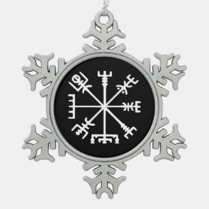 Vegvísir (Viking-Kompass) Schneeflocken Zinn-Ornament