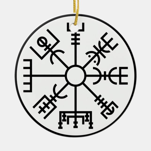 vegvisir Viking-Symbol-Skandinavier-Schild Odin Keramik Ornament (Vorne)