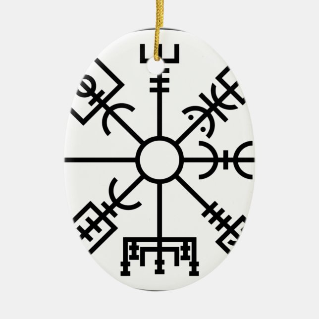 vegvisir Viking-Symbol-Skandinavier-Schild Odin Keramik Ornament (Vorne)