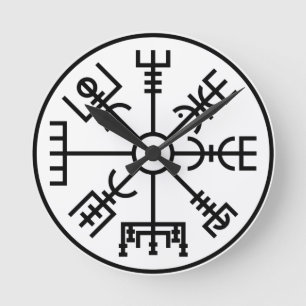 vegvisir Viking-Symbol-Skandinavier-Schild Odin Runde Wanduhr