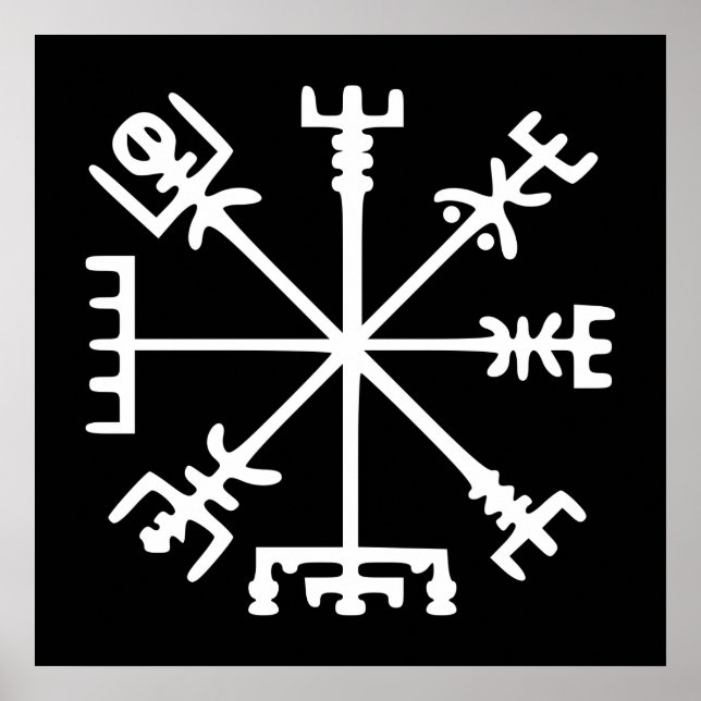 Vegvísir (Wikinger-Kompass) Poster (Vorne)
