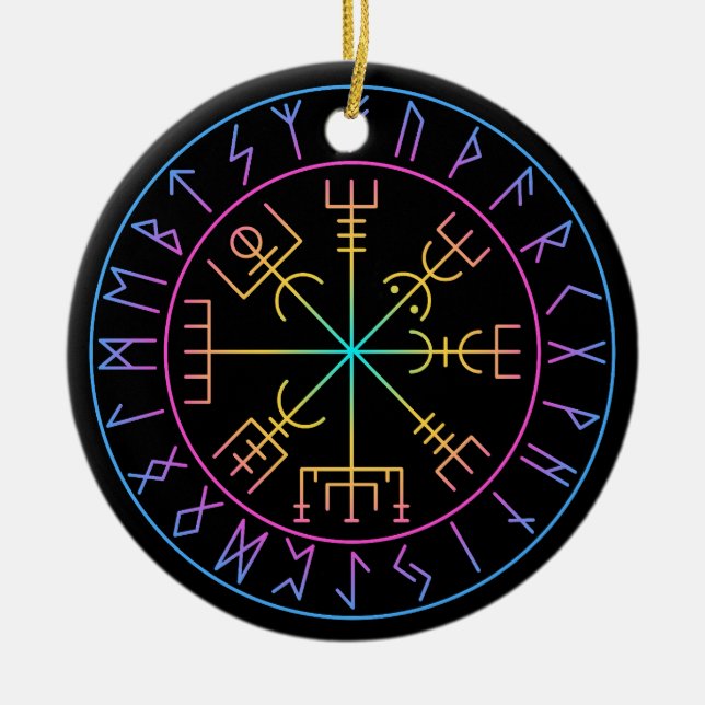 Vegvisir Wikinger-Kompass-Symbol-Design Keramik Ornament (Vorne)