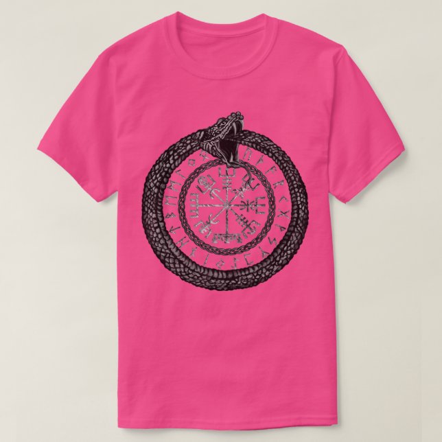 Vegvisir with Ouroboros and runes  T-Shirt (Design vorne)
