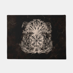 Vegvisir-Yggdrasil mit Ravens & Wölfen Fußmatte