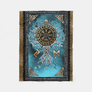 Vegvisir Yggdrasil Wikinger Rune Nordisch Fleecedecke