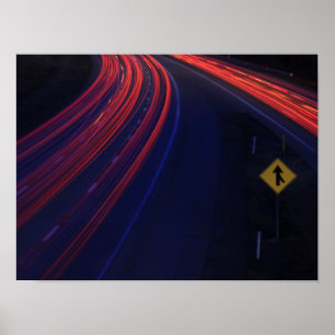 Vehicle Traffic Tail Light Trails Poster