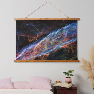 Veil Nebula Supernova Remnants Hubble Telescope Wandteppich Mit Holzrahmen