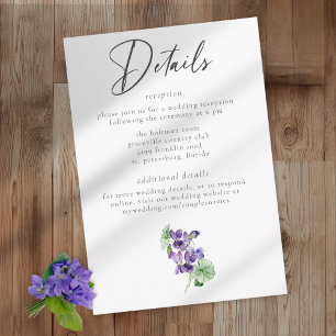 Veilchen Aquarell Minimalistische Elegante Hochzei Begleitkarte