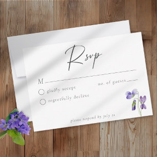 Veilchen Aquarell Minimalistische Elegante Hochzei RSVP Karte